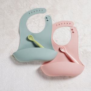 [쁘띠윙스] 1+1 아기턱받이 아기 실리콘턱받이 자기주도이유식 방수 어린이집