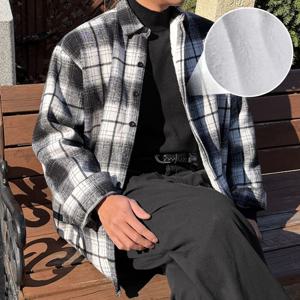 [브리치]  /  융기모 하인 남자 루즈 오버핏 양털안감 모직 체크 남방 셔츠