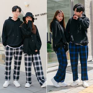 [하프클럽/BB캐주얼]피치기모 체크바지 외출복 잠옷바지 데일리룩 남여공용 택1