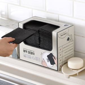 리본제이 생활쉼표 블랙 깔깔이 일회용 수세미 60매