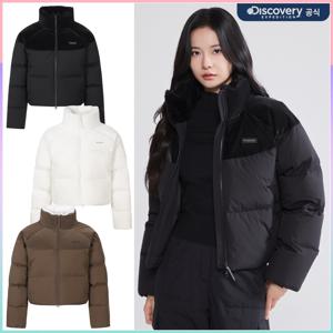 디스커버리 여성 올리브 크롭 글로우 다운 숏패딩 DWDJ95056