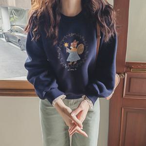 [기모안감][코튼 100%][LABEL] 귀여운 래빗프린팅 따뜻한 맨투맨 티