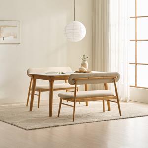 나폴리 포세린 세라믹 4인용 원목 1400 식탁세트(벤치2)