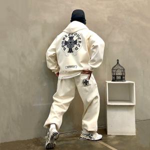 [브리치]  / 박스 타투 데님 크로스 패치 자수 남자 가을 후드집업 트레이닝복 세트