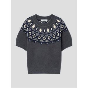 자카드 반소매 풀오버  그레이 (325X51LYG3)