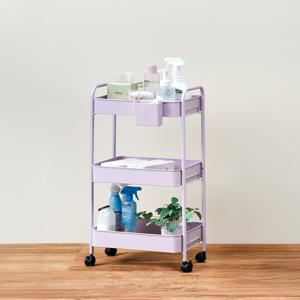 ON 나사없이 쉽게 조립하는 3단 메탈트롤리 바스켓세트 라벤더