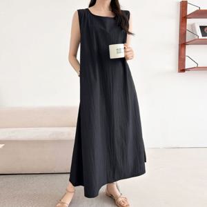 바스락 롱 원피스 여름 민소매 나시 여성 시원한 나일론