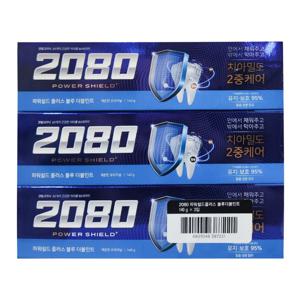 2080 치약 파워쉴드 플러스 블루 더블민트 140g 3입 2080치약 파워쉴드플러스 프라그제거 충치예