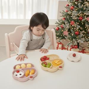 [도노맘마존] 크리스마스 케이크 이유식 흡착식판+볼 세트