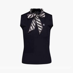 실크 스카프 민소매 티셔츠 (블랙)