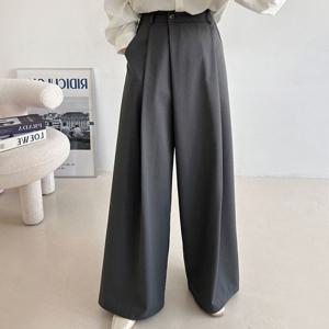 [하프클럽] 사선 와이드 핀턱 슬랙스 하이웨스트 정장 와이드 팬츠 가을 겨울 오피스룩 하객룩