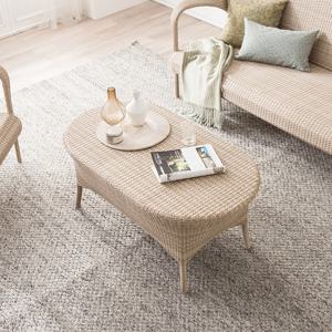 [퍼니프랑] 수입 유럽형 빈티지 엔틱가구 TR 42 인조 라탄 타원 미색 거실 소파 테이블