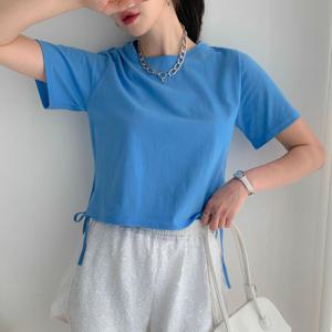 [신상오픈런]므네디 밑단 리본끈 티셔츠 방송댄스복