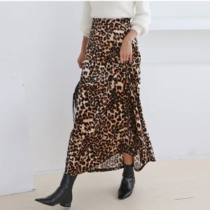 벨벳 호피 스커트 가을 겨울 레오파드 벨로아 치마 여성 A라인 롱 여자