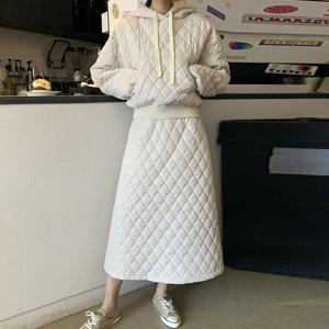 [헬리꽁땡]포켓후드 누빔치마 투피스 퀼팅 패딩치마 누비치마 여성가을자켓 간절기 여성점퍼 바람막이 야상