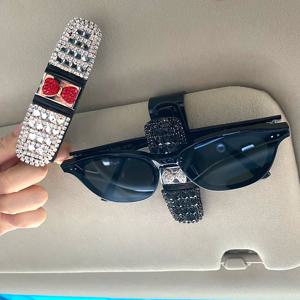 큐빅 차량용 듀얼 선글라스 거치대 안경 클립 카드 수납 보관 360도 회전