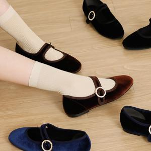 [정상가99,000]여성 키키 벨벳 퍼 플랫 EBAL115765