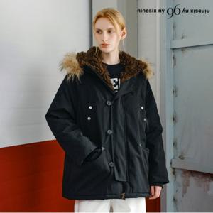 정상가:209,000원 ㅣ 퍼 배색 탈부착 야상 스트링 하프 긴팔 자켓 (NP4JK019L0)