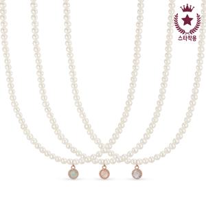 [도로시] 14k 아트랑 네츄럴 스톤 담수진주 비드 목걸이(3.5mm)A타입