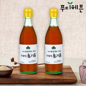100% 통깨로 진하게 짠 하늘빛 들기름 350ml+350ml