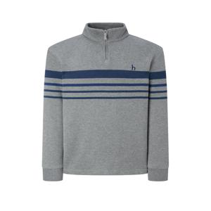 남성 [[24FW]] WHTS4D531G2 [스테디셀러] 그레이 스트라이프배색 면 반집업티셔츠