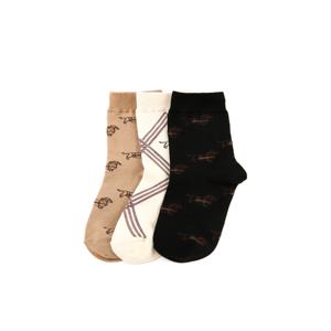 닥스 여성 [[25FW]] DLSS5D904MU 베이지 닥스훈트 자카드 면혼방 중목 양말 3종 세트