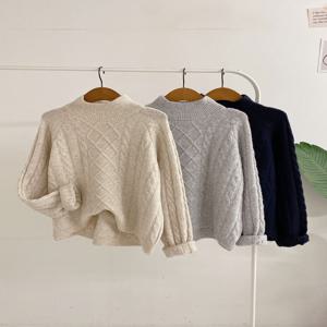 [브리치]  / 폴트싱 울 꽈배기 언발 반폴라 니트(3color)