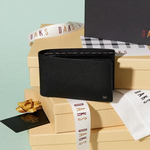 액세서리 [[26SS]] DBWA6E975BK[반지갑]블랙 가죽 미니 DD로고 내부 체크 패턴 라인 포인트