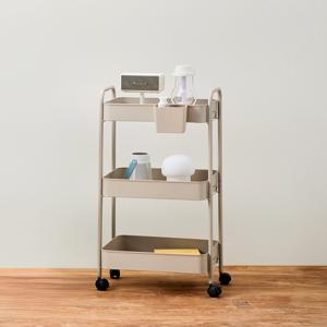 ON 나사없이 쉽게 조립하는 3단 메탈트롤리 바스켓세트 베이지