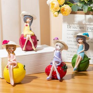 트랜드 선반 장식 과일소녀 인형 4p 세트