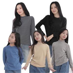 1+1+1 겨울 아동용 기모 목폴라 티셔츠 반목티 라운드 스판 무지 키즈 어린이 폴라티