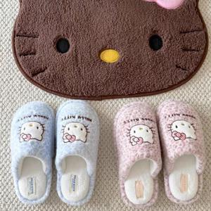 산리오 헬로키티 퍼 겨울 슬리퍼 털신 EVA 털 실내화