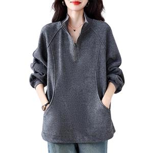 여자 빅사이즈 반지업 맨투맨 티셔츠 오버핏 심플 긴팔 티셔츠