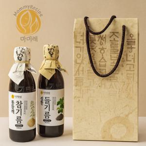 선물세트 마미레 참기름 350ml/들기름 350ml 선물세트 100% 통참깨 통들깨 전통압착