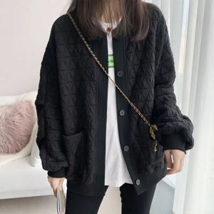 SUTA 코트 재킷 빅사이즈 가디건 코트 루즈핏 야구복 여성자켓 상의 여자 누빔 패딩 점퍼 잠바