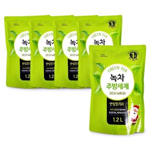 녹차 주방세제 1.2L-5개 설거지 세제 야채 과일 세척용 1종 세척제 녹차추출물 세정제