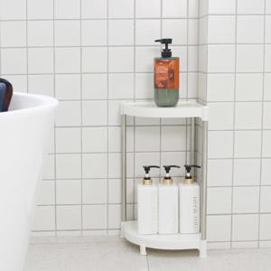 1+1 연말 반짝특가 세트 구성 / 파인 화이트 코너 정리선반 2단 욕실선반 코너선반 무타공 정리 수납 틈새