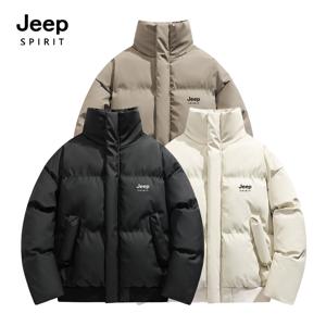 지프스피릿 남성용 겨울 하이넥 하드 레더 숏 패딩 아우터 DQC-5555