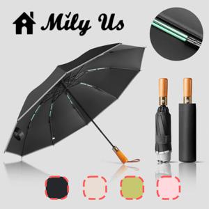 고급 원목 손잡이 접이식 3단 거꾸로 자동 우산 뼈대10k 지름105cm