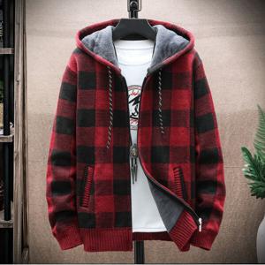 남성 따듯한 융털안감 기모 체크 후드집업 JK897  남자 오버핏 집업 자켓