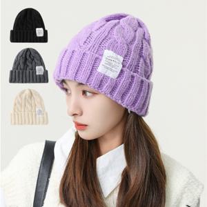 1+1 꽈배기 여자 겨울 비니모자 골지 니트 비니 모자