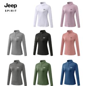 지프 JEEP SPIRIT 여성 기모 트레이닝 긴팔 고탄력 스키니 조깅 트레이닝 피트니스 폴라 맨투맨