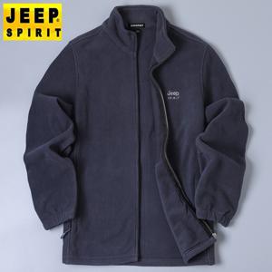JEEP SPIRIT 가을 겨울 따뜻한 폴라 플리스 재킷 남성 지퍼 스탠드 칼라 재킷
