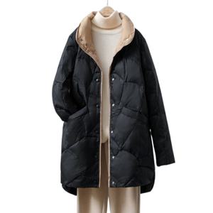 가을 겨울 여성 얇은 오리털 코트 경량 패딩 간절기 보온 여자 카라 자켓