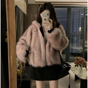 여성 겨울 따뜻한 인조퍼 숏 자켓 페이크퍼 코트 아우터