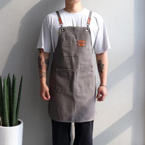 카페 앞치마 남녀공용 캔버스 X형 바리스타 주방 공방 미용 다용도 국산원단 로고인쇄자수