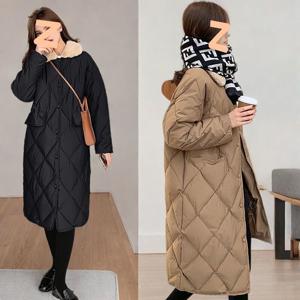 SUTA 롱 패딩 페이크퍼 카라 퀼팅 누빔 깔깔이 여성 롱패딩 점퍼