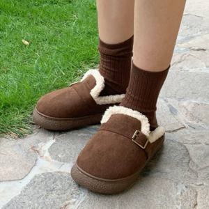 스웨이드 겨울 여성 털실내화 양털 털슬리퍼 방한 털신발 OWS-MT7