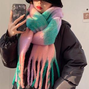 여자 캐시미어 머플러 울 니트 목도리 롱 체크 여성 겨울 OFS-DMSCF08