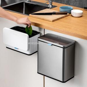 히트 상품냄새차단 스테인리스 걸이형 슬라이딩 쓰레기통 주방 싱크대 무타공 벽걸이 휴지통 활성탄